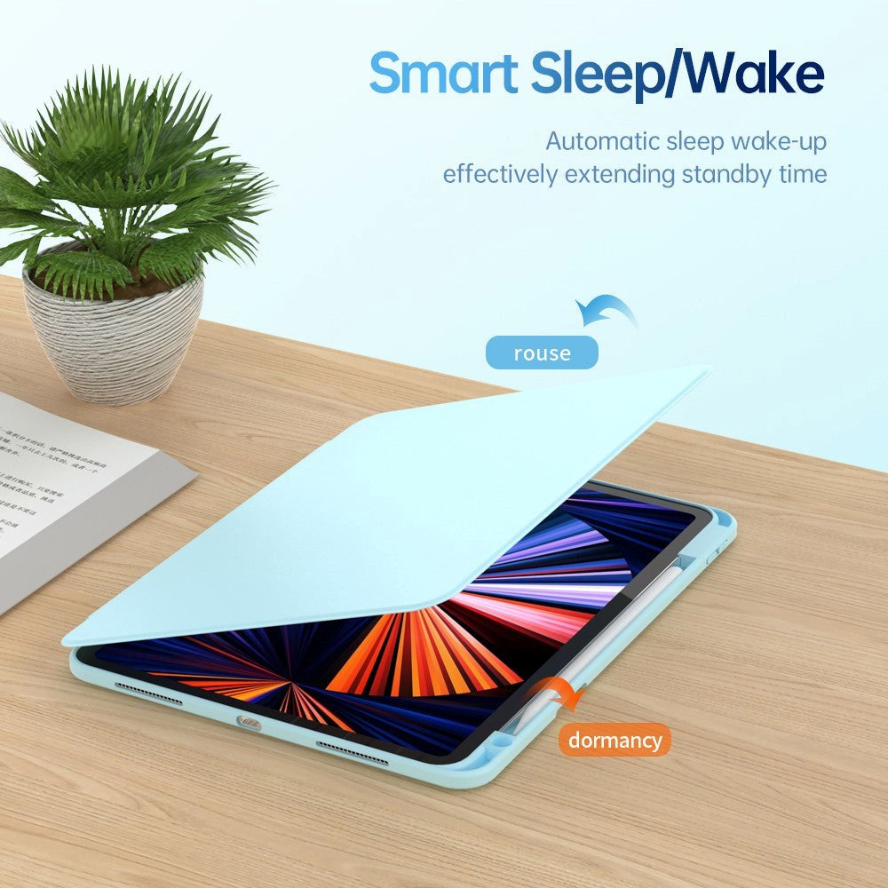 iPad Air 10.9-11" (2025-2020) / Pro 11" (2022-2018) Hybrid Tablet Cover m. Pen Holder og Kameralinse Beskytter - Grøn / Gennemsigtig