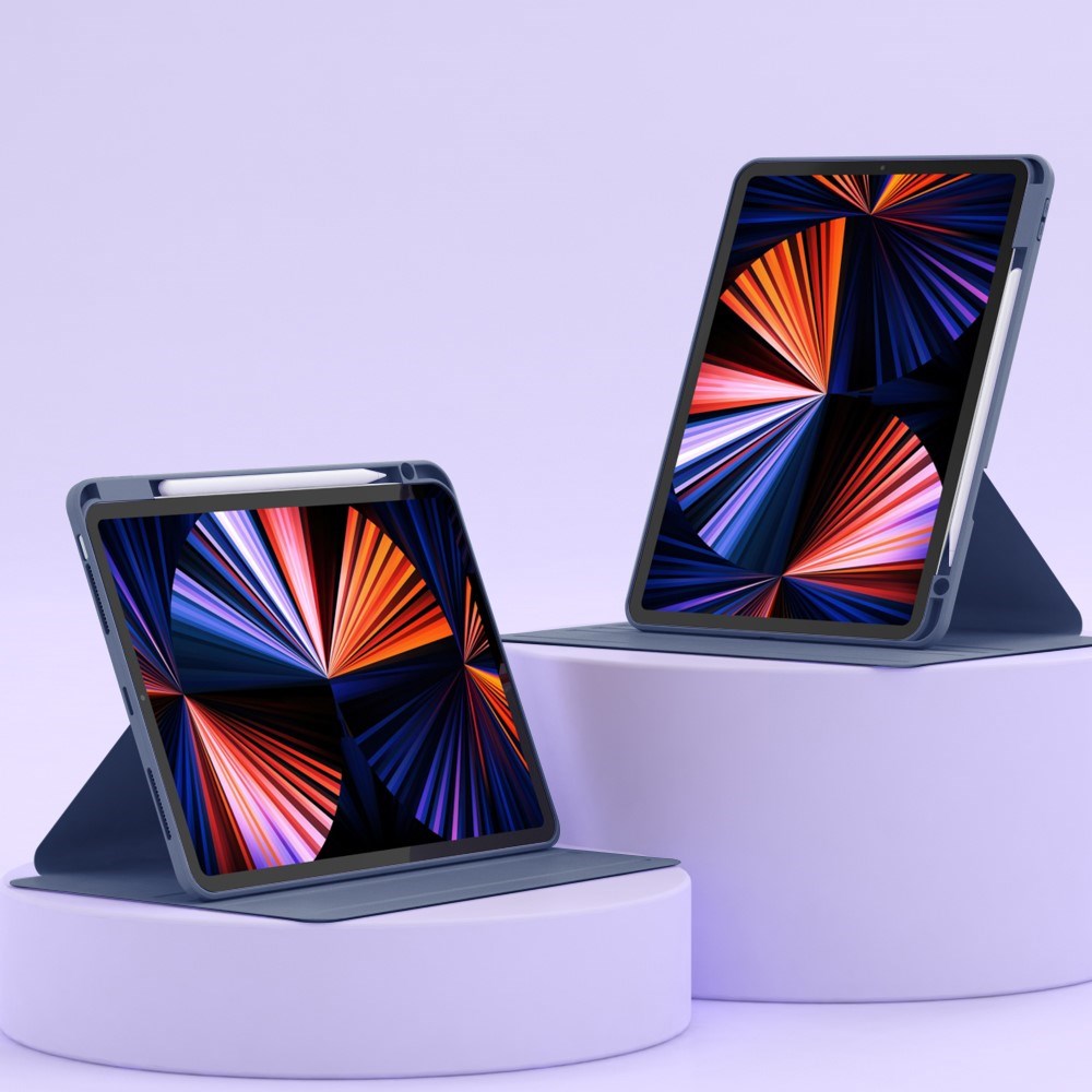 iPad Air 10.9-11" (2025-2020) / Pro 11" (2022-2018) Hybrid Tablet Cover m. Pen Holder og Kameralinse Beskytter - Lilla / Gennemsigtig