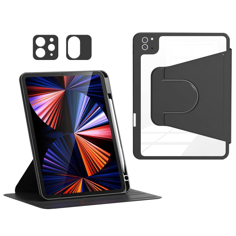 iPad Air 10.9-11" (2025-2020) / Pro 11" (2022-2018) Hybrid Tablet Cover m. Pen Holder og Kameralinse Beskytter - Sort / Gennemsigtig