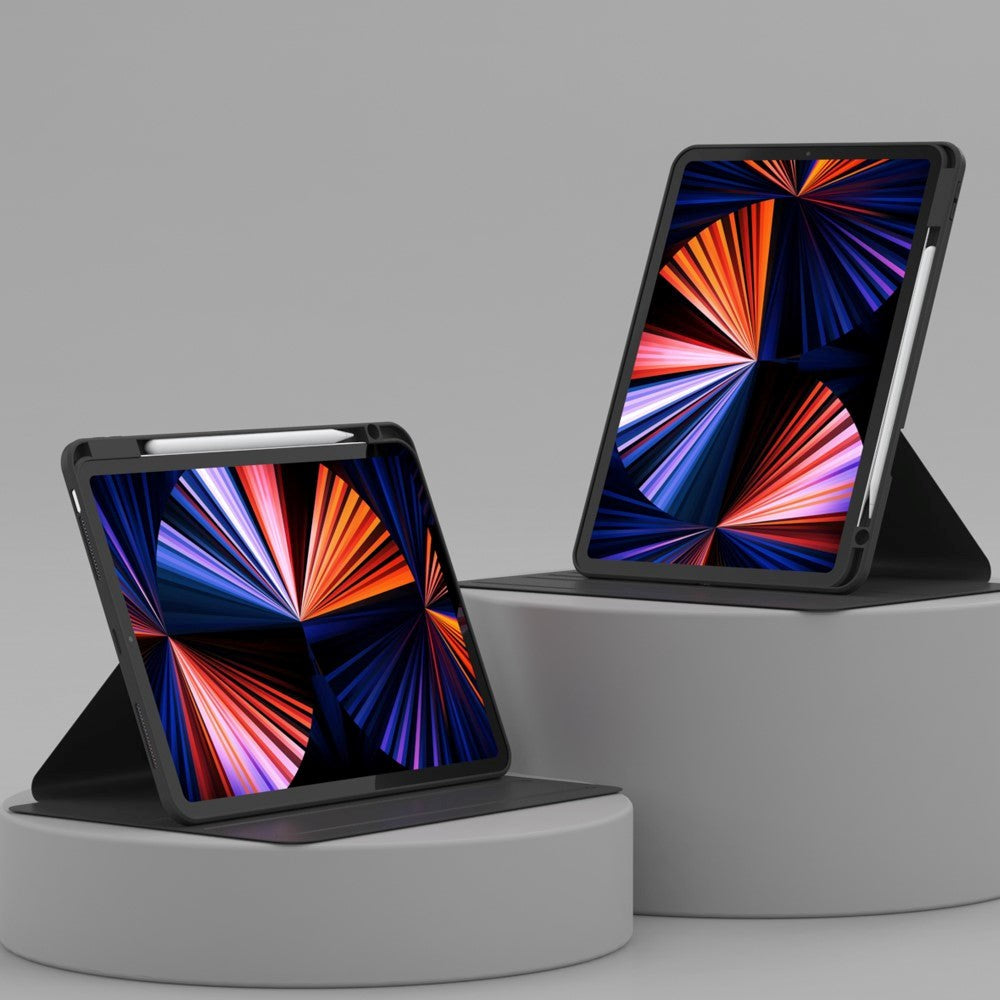 iPad Air 10.9-11" (2025-2020) / Pro 11" (2022-2018) Hybrid Tablet Cover m. Pen Holder og Kameralinse Beskytter - Sort / Gennemsigtig