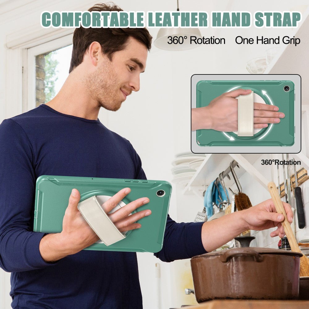 Samsung Galaxy Tab A9+ (Plus) Håndværker Tablet Cover m. Håndholder & Kickstand - Grøn