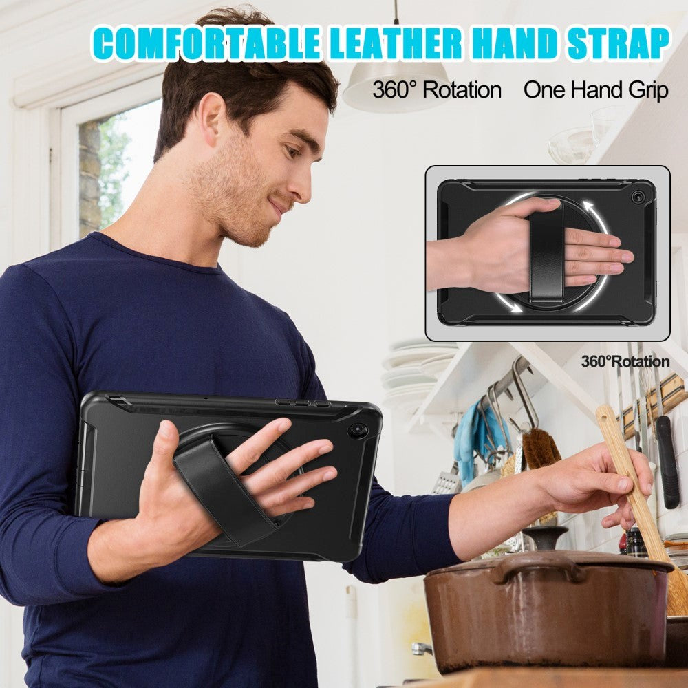 Samsung Galaxy Tab A9+ (Plus) Håndværker Tablet Cover m. Håndholder & Kickstand - Sort