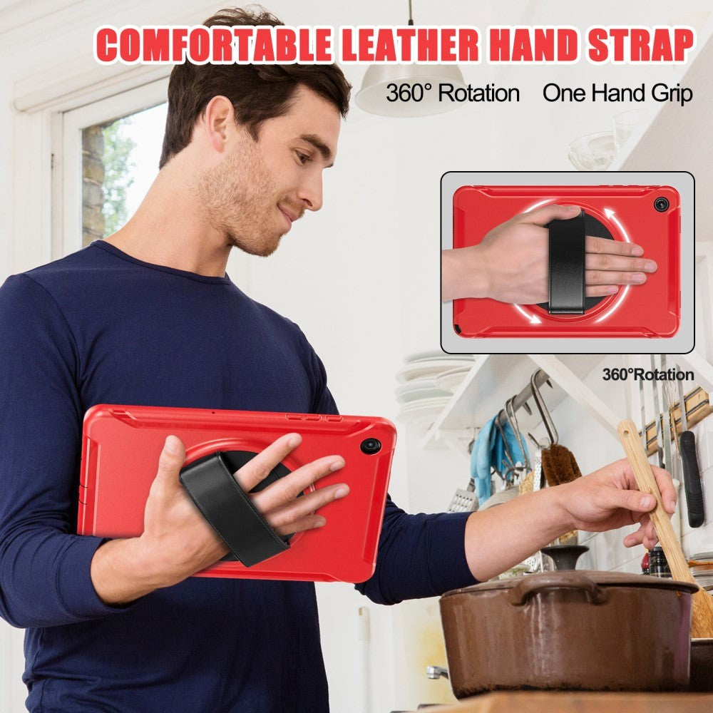 Samsung Galaxy Tab A9+ (Plus) Håndværker Tablet Cover m. Håndholder & Kickstand - Rød