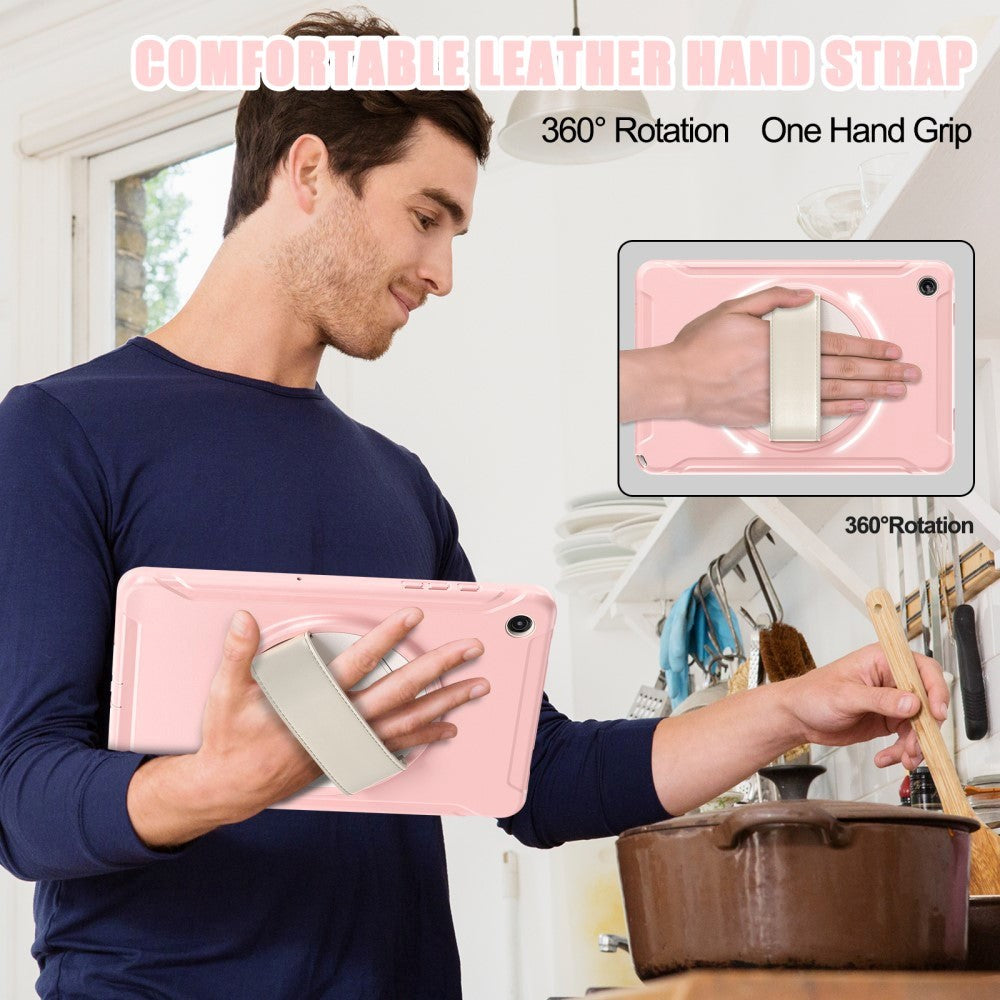 Samsung Galaxy Tab A9+ (Plus) Håndværker Tablet Cover m. Håndholder & Kickstand - Lyserød