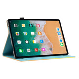 iPad Air (2022 / 2020) / Pro 11 (2022 / 2021 / 2020 / 2018) Læder Tablet Cover m. Ståfunktion & Kortholder - Grøn / Guld Marmor