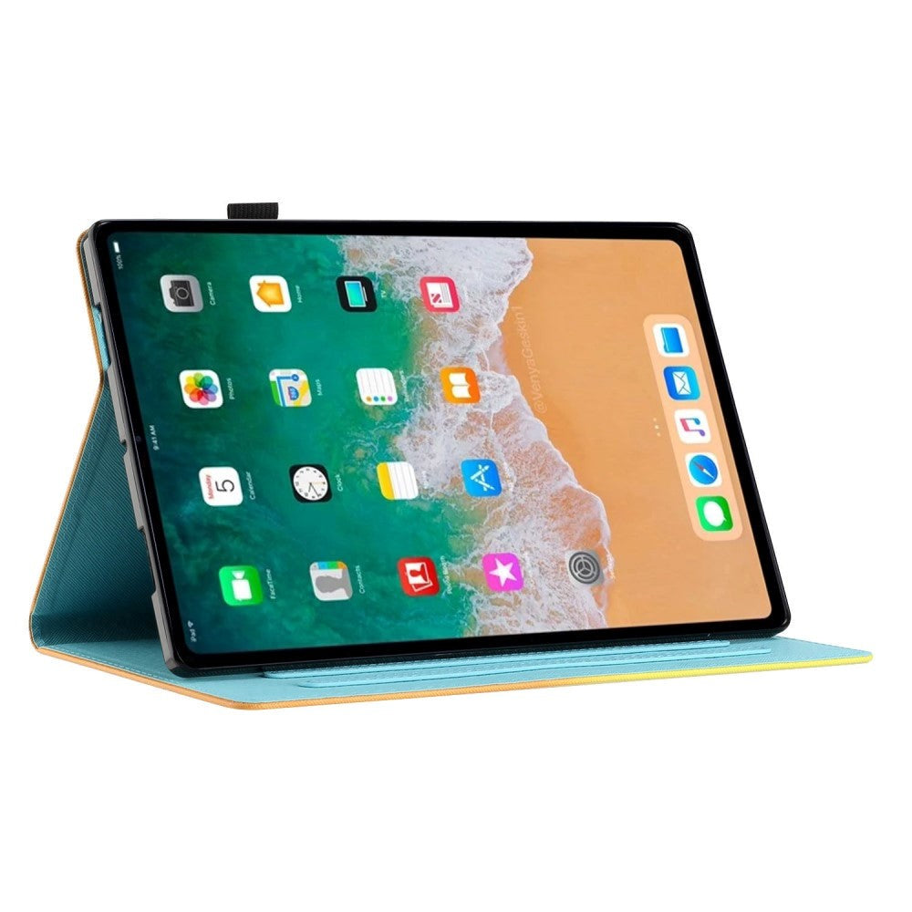 iPad Air (2022 / 2020) / Pro 11 (2022 / 2021 / 2020 / 2018) Læder Tablet Cover m. Ståfunktion & Kortholder - Lyserød / Guld Marmor