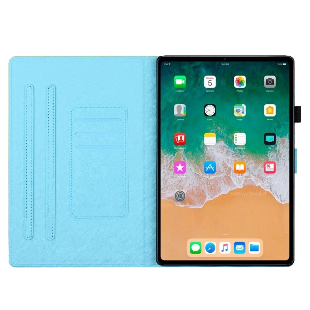 iPad Air (2022 / 2020) / Pro 11 (2022 / 2021 / 2020 / 2018) Læder Tablet Cover m. Ståfunktion & Kortholder - Lyserød / Guld Marmor