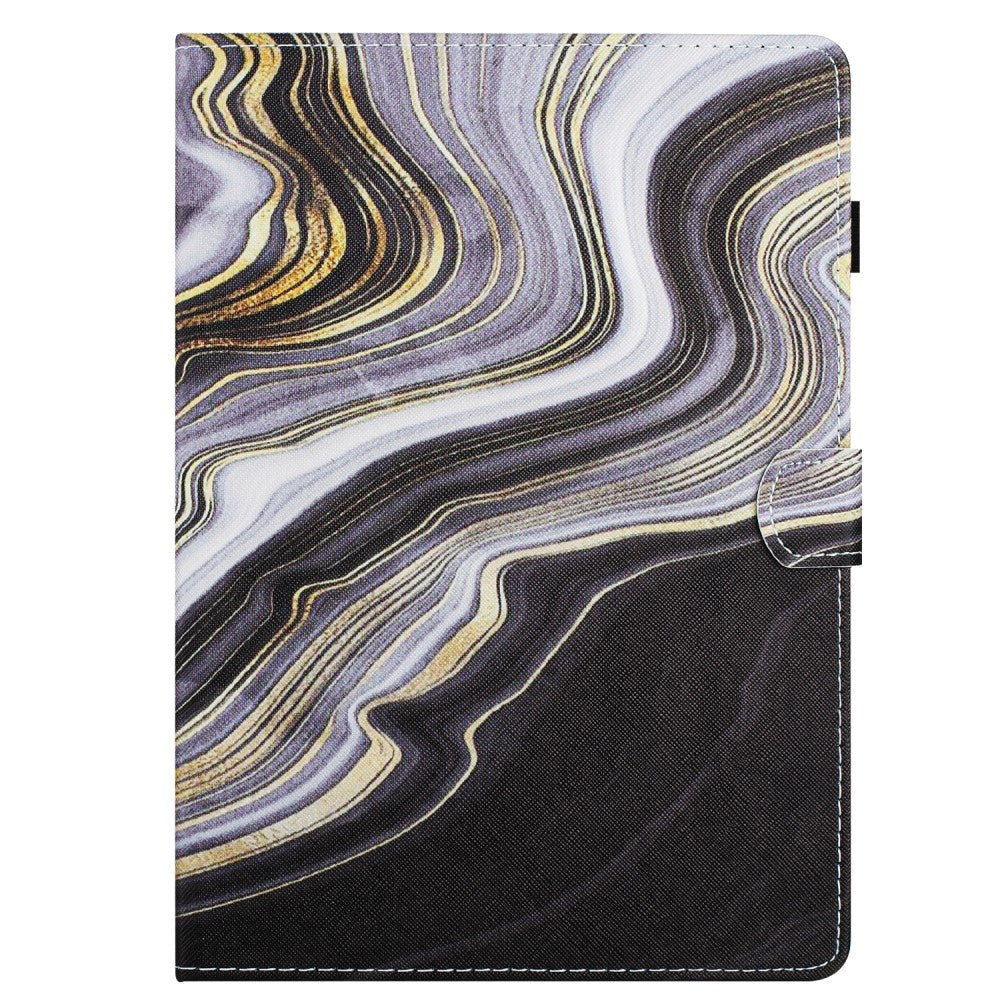 iPad 10.2" (2021 / 2020 / 2019) Læder Tablet Cover m. Ståfunktion & Kortholder - Sort / Guld Marmor