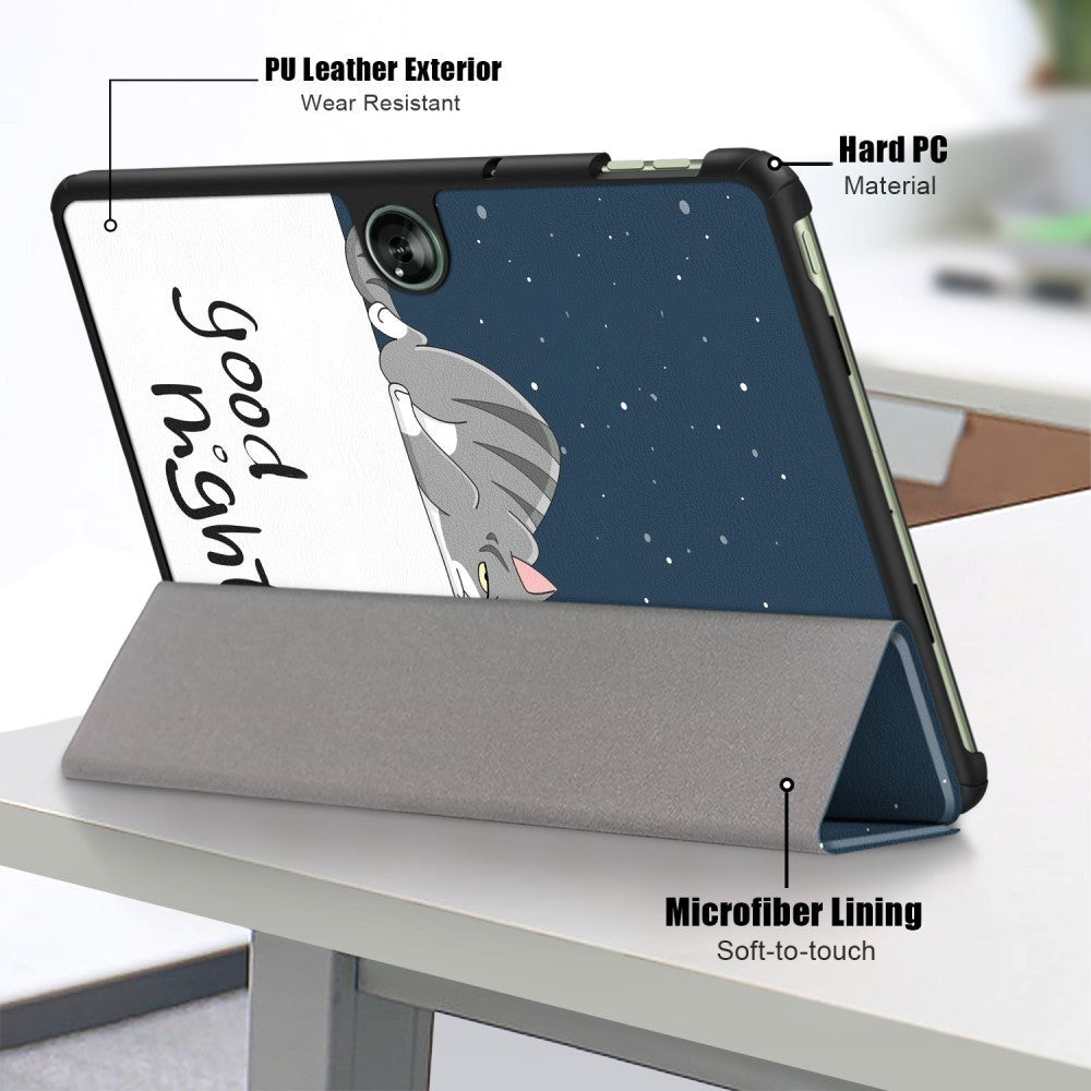 OnePlus Pad Go Læder Tablet Cover m. Tri-fold Stand & Vågeblus Funktion - "Good Night"