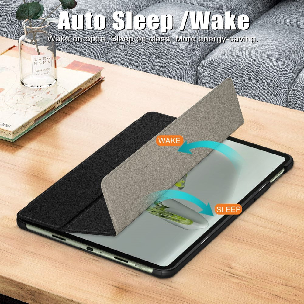 OnePlus Pad Go Tri-Fold Læder Tablet Cover m. Standerfunktion - Sort