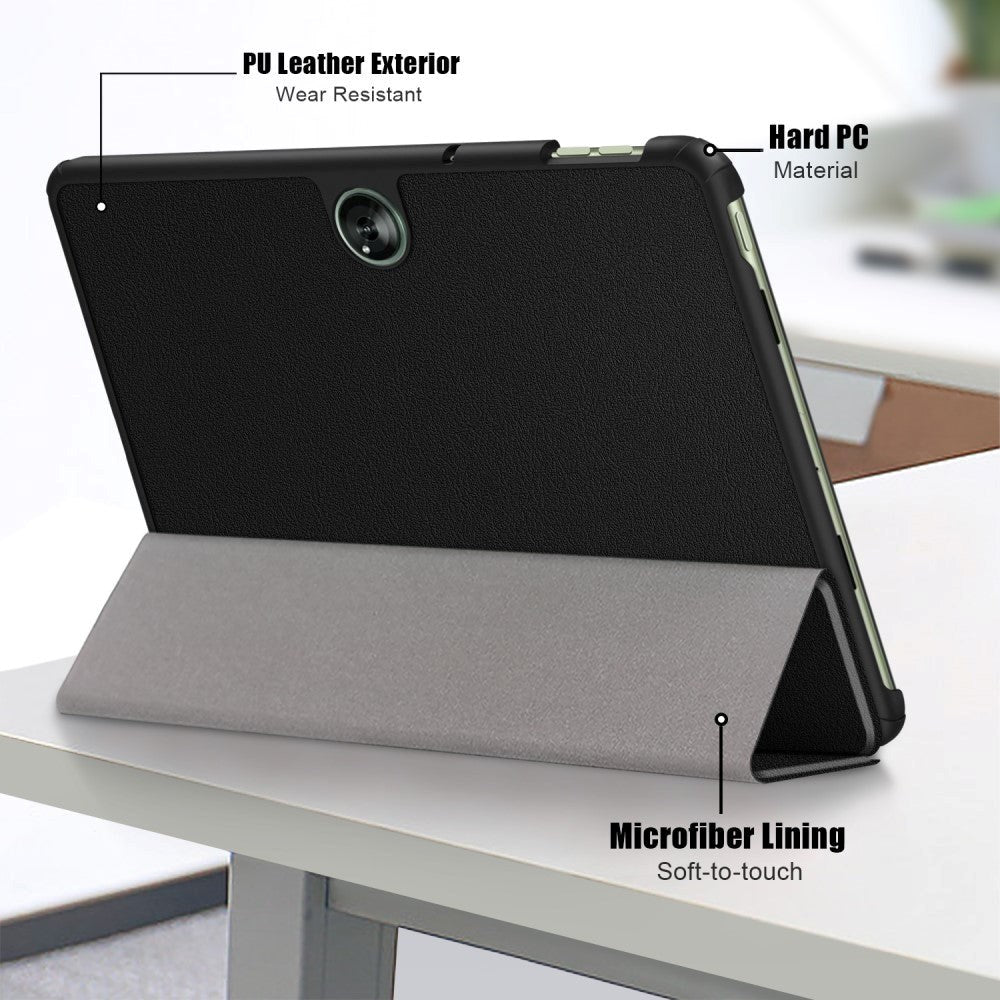 OnePlus Pad Go Tri-Fold Læder Tablet Cover m. Standerfunktion - Sort