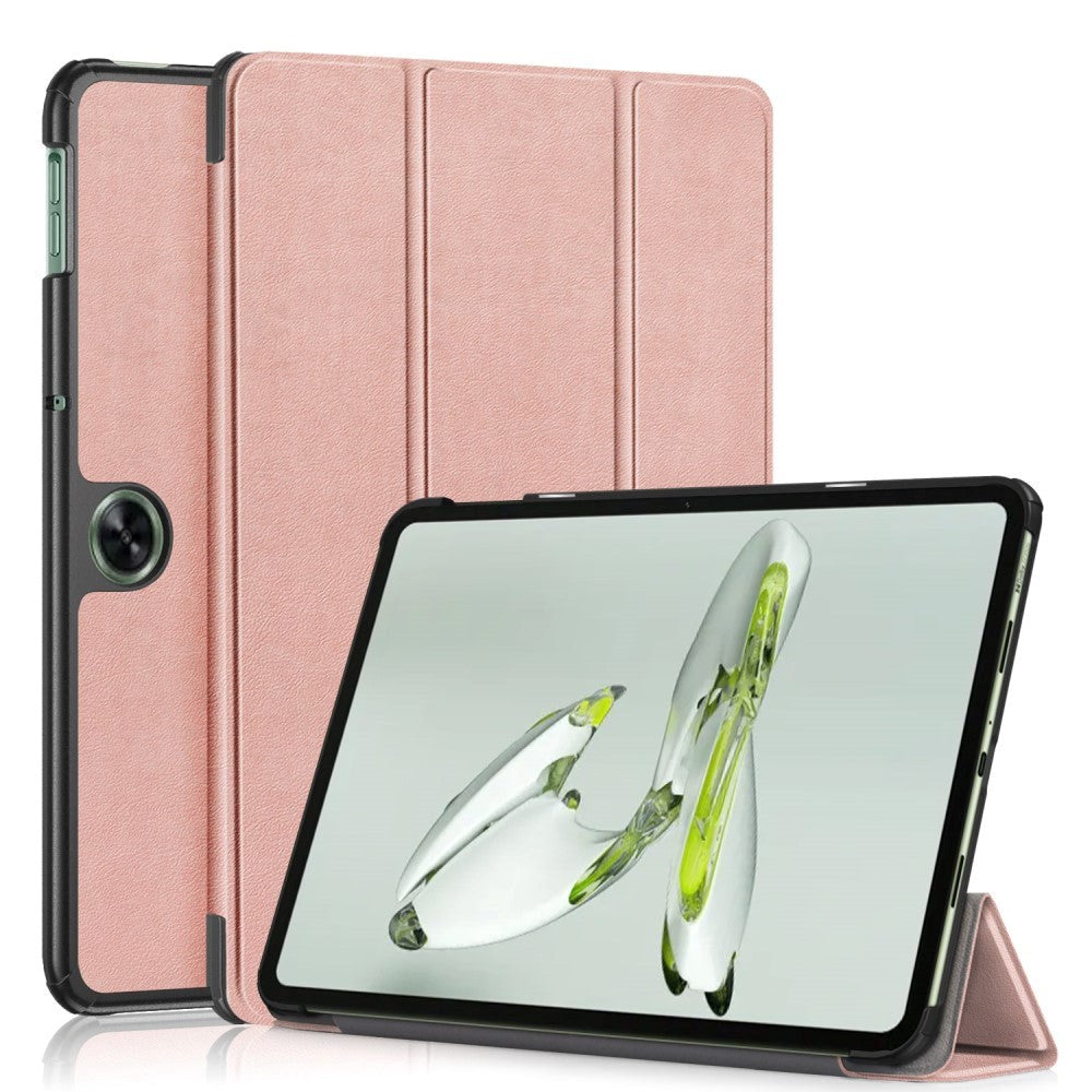 OnePlus Pad Go Tri-Fold Læder Tablet Cover m. Standerfunktion - Rose Gold