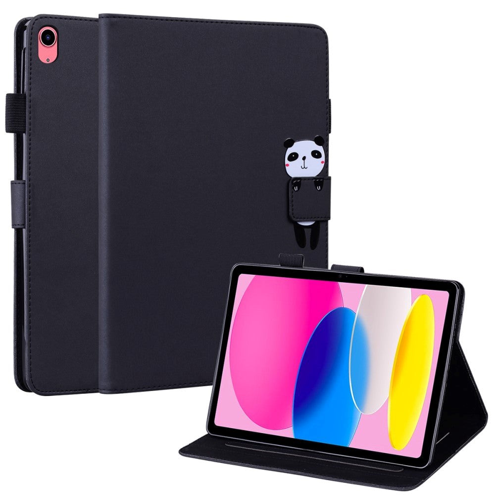 iPad 11" (2025) / iPad 10.9" (2024/2022) Læder Tablet Cover m. Dyremotiv - Sort