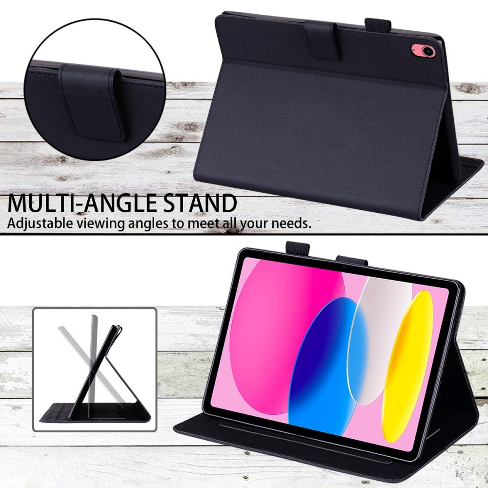 iPad 11" (2025) / iPad 10.9" (2024/2022) Læder Tablet Cover m. Dyremotiv - Sort