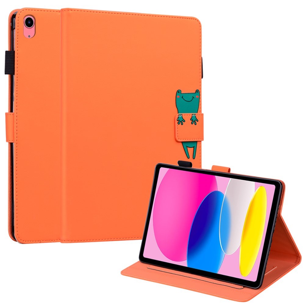 iPad 11" (2025) / iPad 10.9" (2024/2022) Læder Tablet Cover m. Dyremotiv - Orange