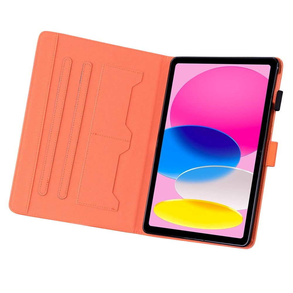 iPad 11" (2025) / iPad 10.9" (2024/2022) Læder Tablet Cover m. Dyremotiv - Orange