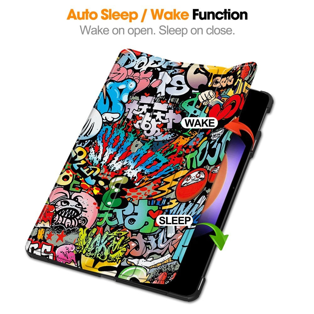 EIDERWOOD Xiaomi Pad 6S Pro Tri-Fold Kunstlæder Tablet Cover m. Vågeblus Funktion - Graffiti