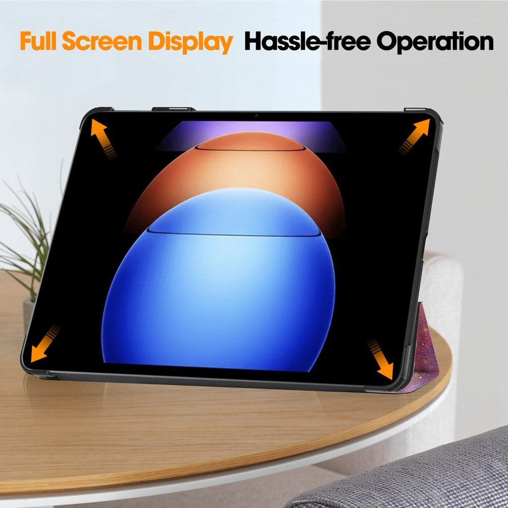 EIDERWOOD Xiaomi Pad 6S Pro Tri-Fold Kunstlæder Tablet Cover m. Vågeblus Funktion - Galakse