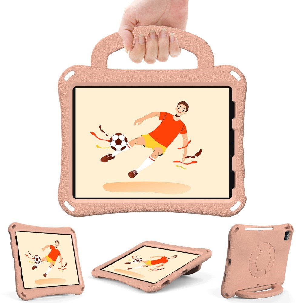 EIDERWOOD iPad Air 10.9" (2022 / 2020) / Pro 11" (2024-2018) Børne Cover m. Kickstand & Håndtag - Fodbold - Koral