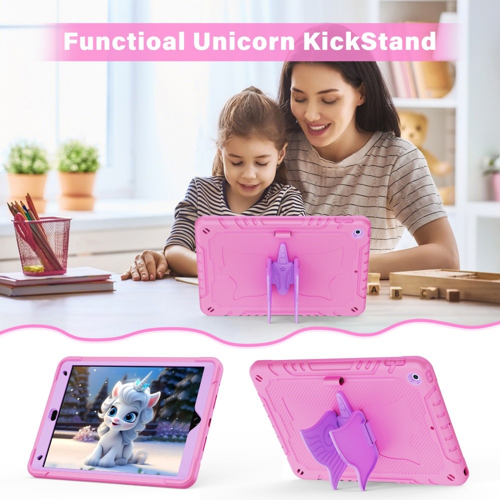 EIDERWOOD iPad 10.2" (2021 / 2020 / 2019) Unicorn Kickstand Cover - Lyserød / Lilla