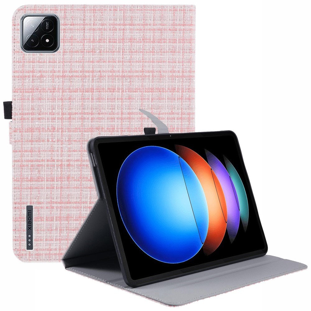 EIDERWOOD Xiaomi Pad 6S Pro Stofbetrukket Læder Tablet Cover m. Ståfunktion - Lyserød
