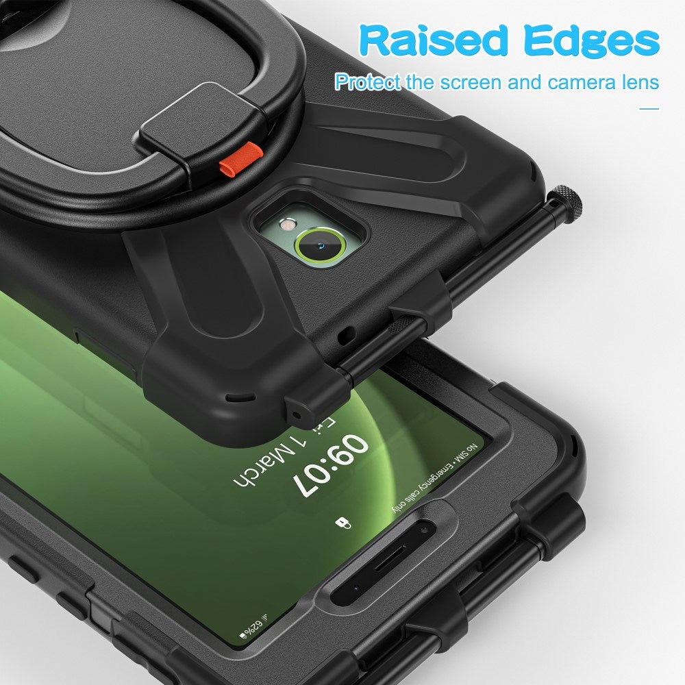 EIDERWOOD Samsung Galaxy Tab Active5 Håndværker Tablet Cover m. Håndholder & Kickstand - Sort