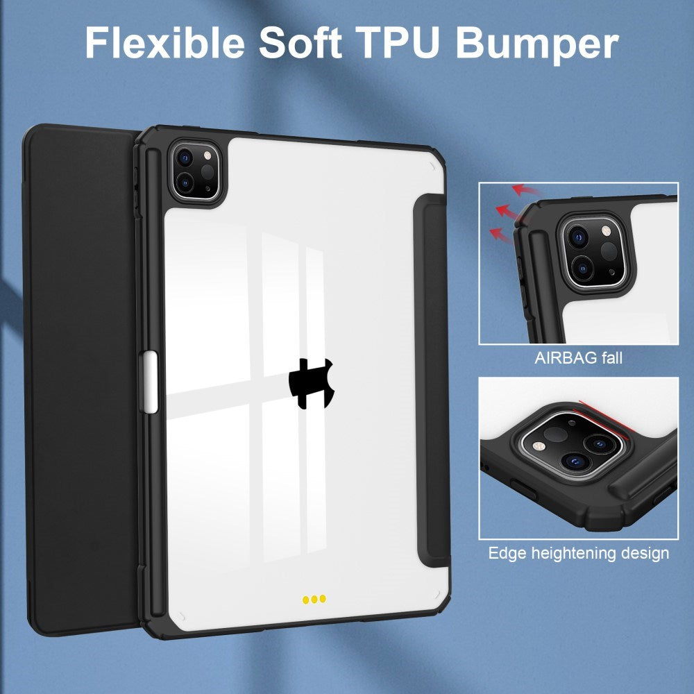 EIDERWOOD iPad Pro 11" (2025 / 2024) Hybrid Tablet Cover m. Pen Holder - Sort & Gennemsigtig