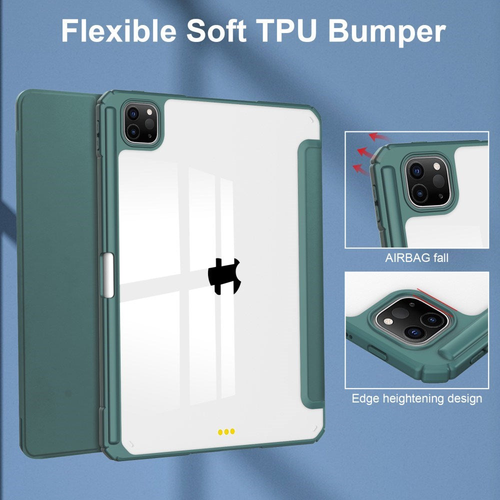 EIDERWOOD iPad Pro 11" (2025 / 2024) Hybrid Tablet Cover m. Pen Holder - Grøn & Gennemsigtig