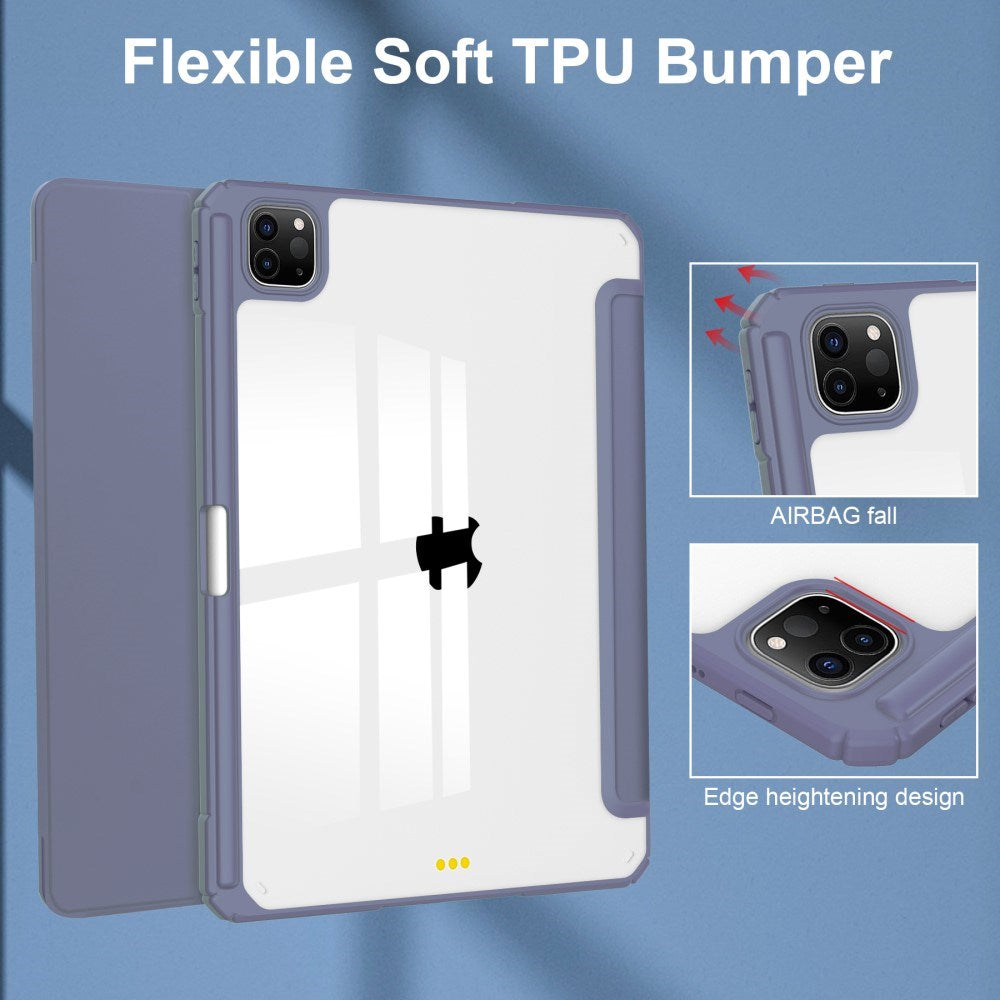 EIDERWOOD iPad Pro 11" (2025 / 2024) Hybrid Tablet Cover m. Pen Holder - Lilla & Gennemsigtig