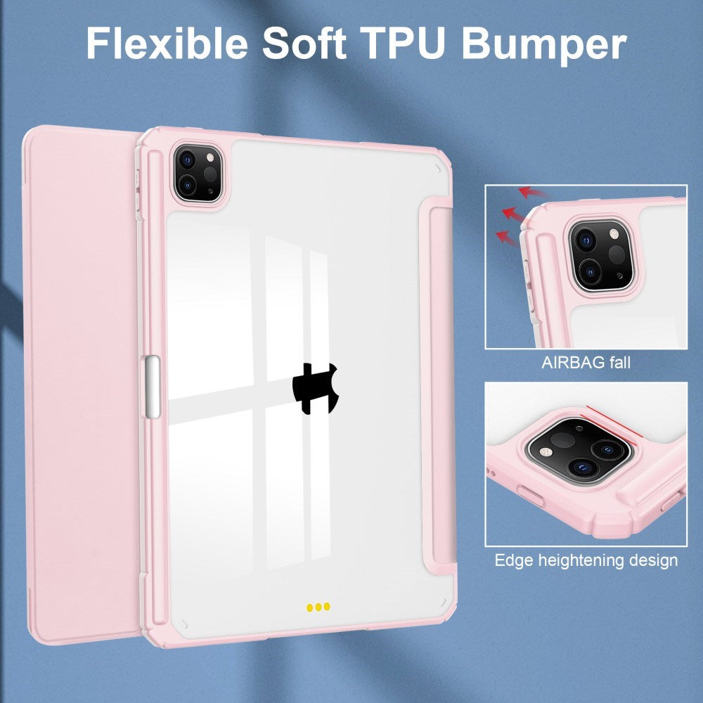 EIDERWOOD iPad Pro 11" (2025 / 2024) Hybrid Tablet Cover m. Pen Holder - Pink & Gennemsigtig