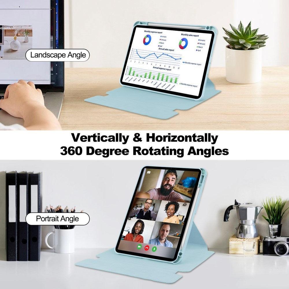 EIDERWOOD iPad Pro 11" (2025 / 2024) Hybrid Tablet Cover m. Roterende Ståfunktion - Gennemsigtig / Lyseblå