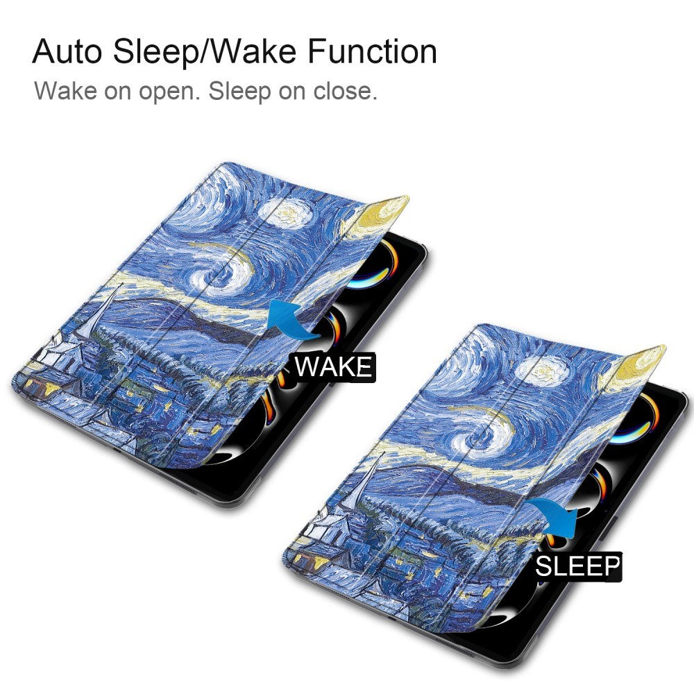 EIDERWOOD iPad Pro 11" (2025 / 2024) Tri-Fold Kunstlæder Tablet Cover m. Vågeblus Funktion - Himmel