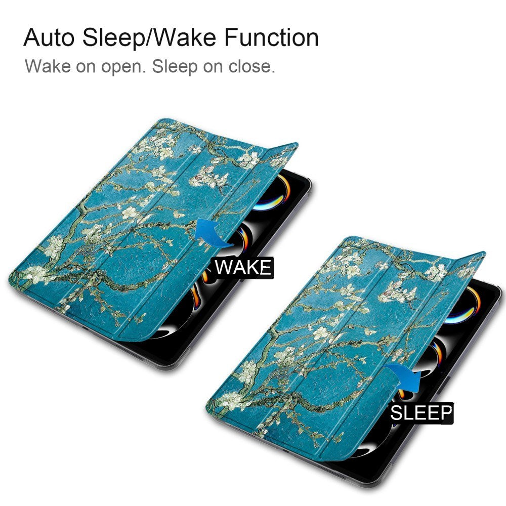 EIDERWOOD iPad Pro 11" (2025 / 2024) Tri-Fold Kunstlæder Tablet Cover m. Vågeblus Funktion - Blomstergrene