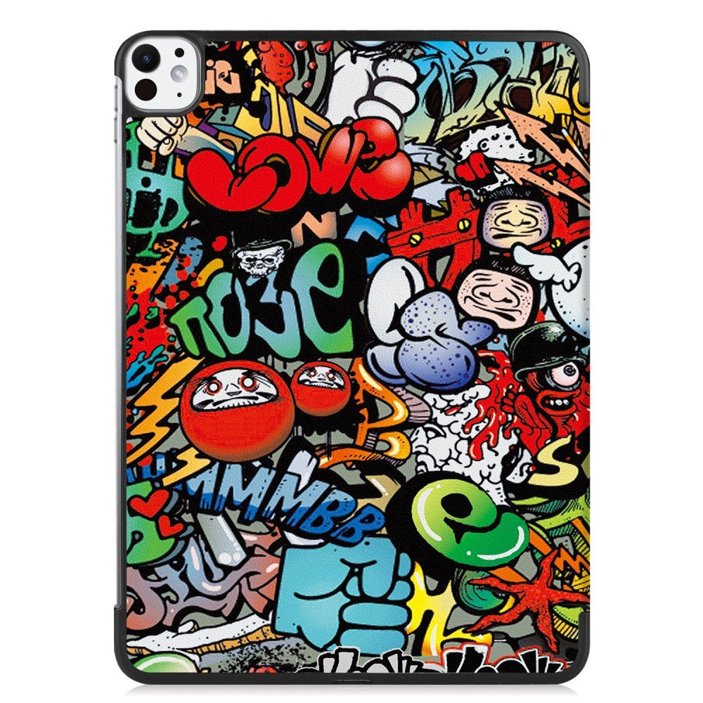 EIDERWOOD iPad Pro 11" (2025 / 2024) Tri-Fold Kunstlæder Tablet Cover m. Vågeblus Funktion - Graffiti