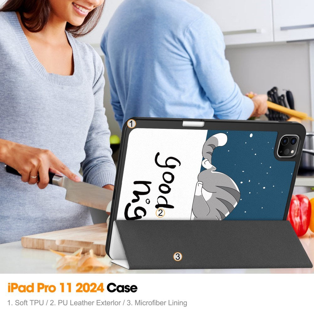 EIDERWOOD iPad Pro 11" (2025 / 2024) Tri-Fold Kunstlæder Tablet Cover m. Vågeblus Funktion - Kat