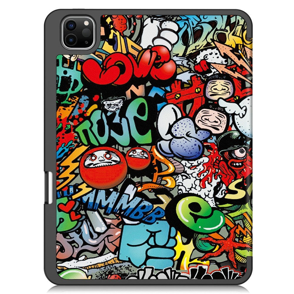 EIDERWOOD iPad Pro 11" (2025 / 2024) Tri-Fold Kunstlæder Tablet Cover m. Vågeblus Funktion - Graffiti