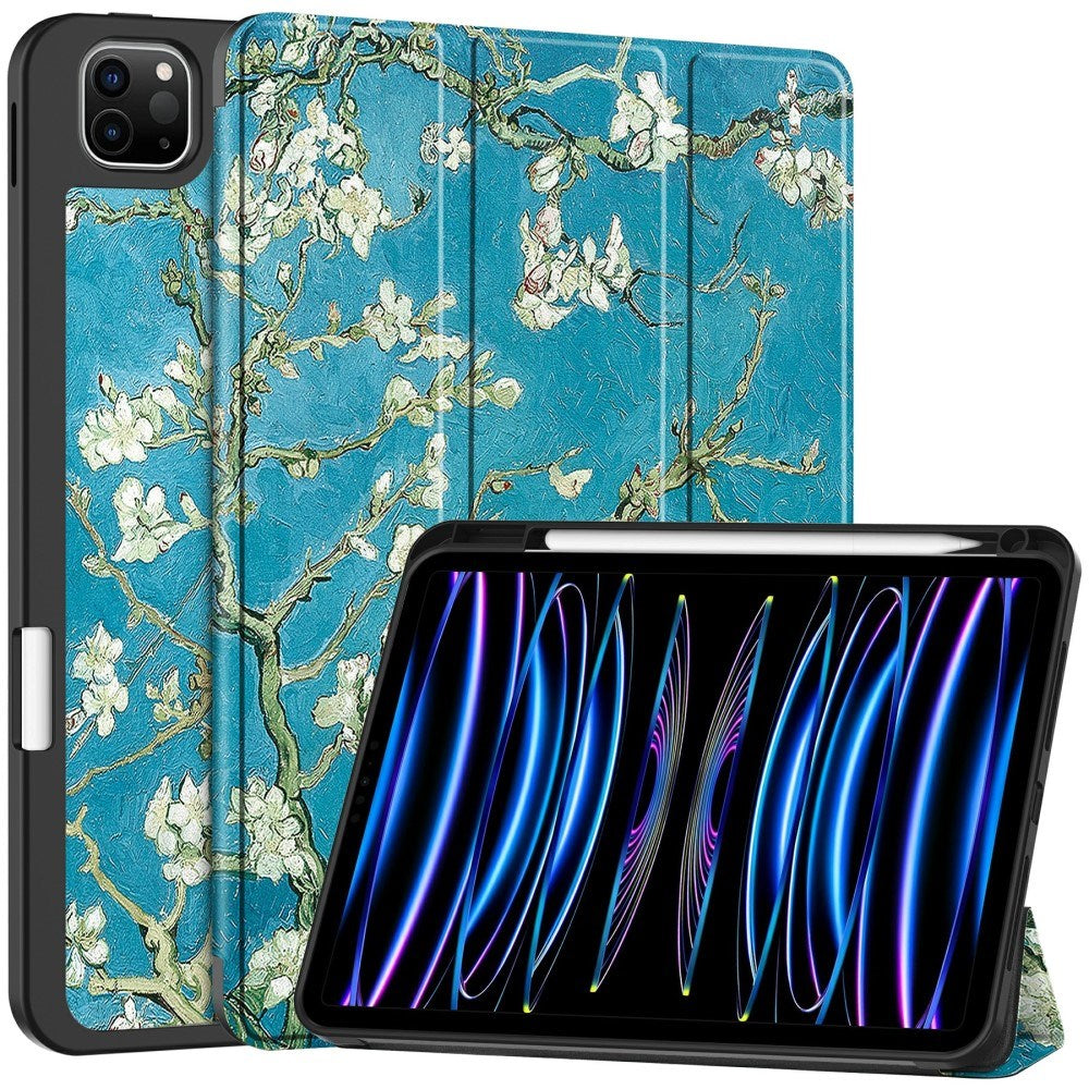 EIDERWOOD iPad Pro 11" (2025 / 2024) Tri-Fold Kunstlæder Tablet Cover m. Vågeblus Funktion - Blomster