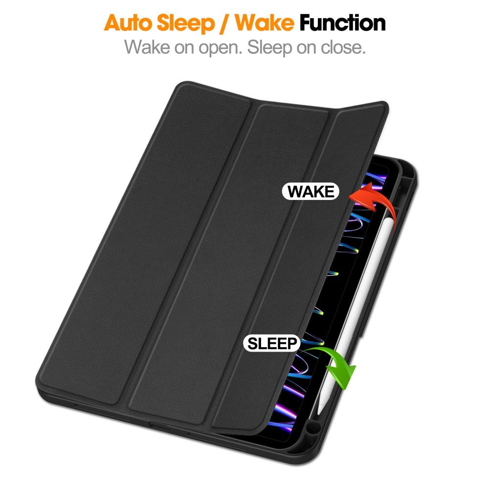 EIDERWOOD iPad Pro 11" (2025 / 2024) Tri-Fold Kunst Læder Tablet Cover m. Apple Pencil Holder - Sort