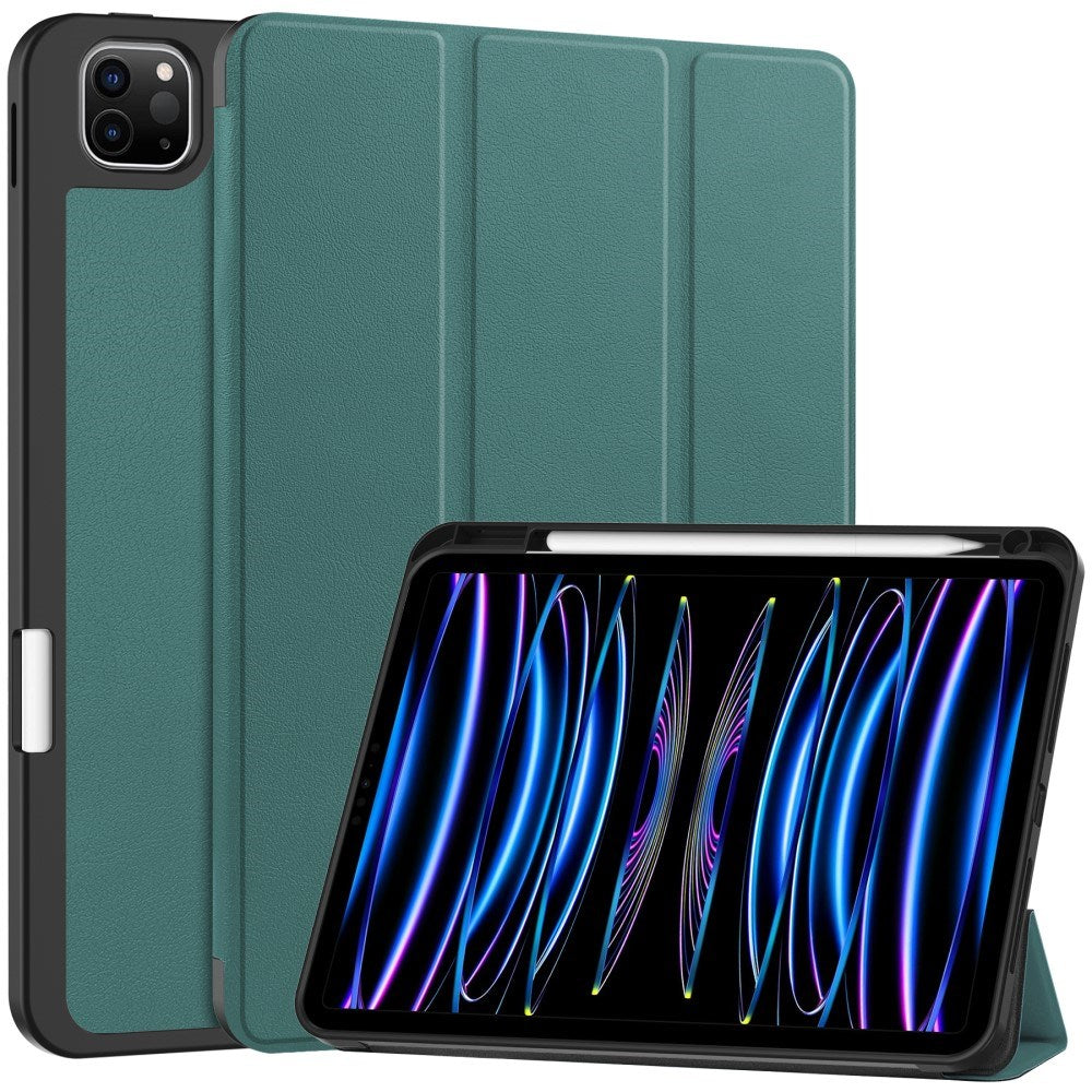 EIDERWOOD iPad Pro 11" (2025 / 2024) Tri-Fold Kunst Læder Tablet Cover m. Apple Pencil Holder - Grøn