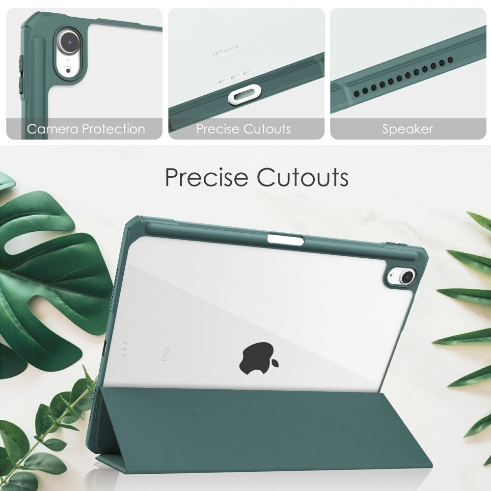 EIDERWOOD iPad Air 11" (2025 / 2024) Hybrid Tablet Cover m. Pen Holder - Grøn & Gennemsigtig
