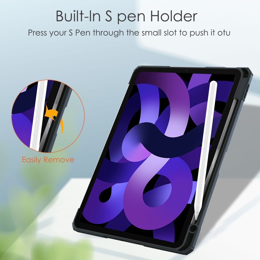 EIDERWOOD iPad Air 11" (2025 / 2024) Hybrid Tablet Cover m. Pen Holder - Blå & Gennemsigtig