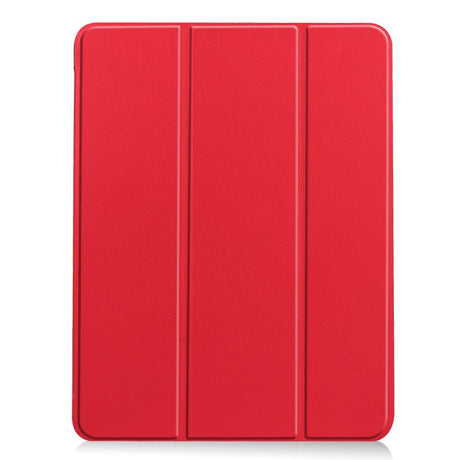 EIDERWOOD iPad Air 11" (2024) Litchi Tri-Fold Læder Tablet Cover m. Apple Pencil Holder - Rød