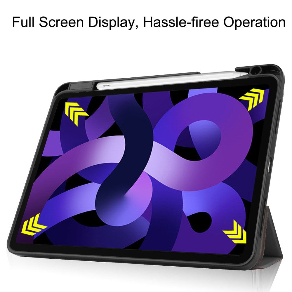 EIDERWOOD iPad Air 11" (2025 / 2024) Litchi Tri-Fold Læder Tablet Cover m. Apple Pencil Holder - Grå