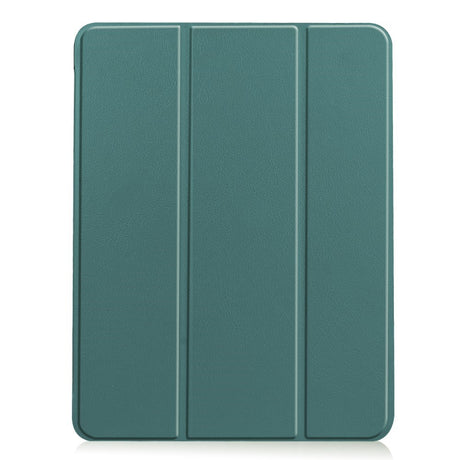 EIDERWOOD iPad Air 11" (2024) Litchi Tri-Fold Læder Tablet Cover m. Apple Pencil Holder - Grøn