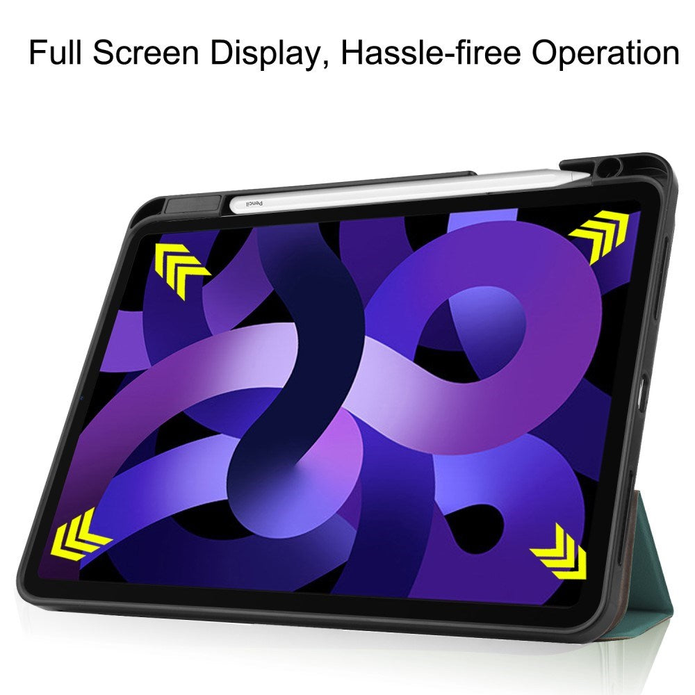 EIDERWOOD iPad Air 11" (2025 / 2024) Litchi Tri-Fold Læder Tablet Cover m. Apple Pencil Holder - Grøn