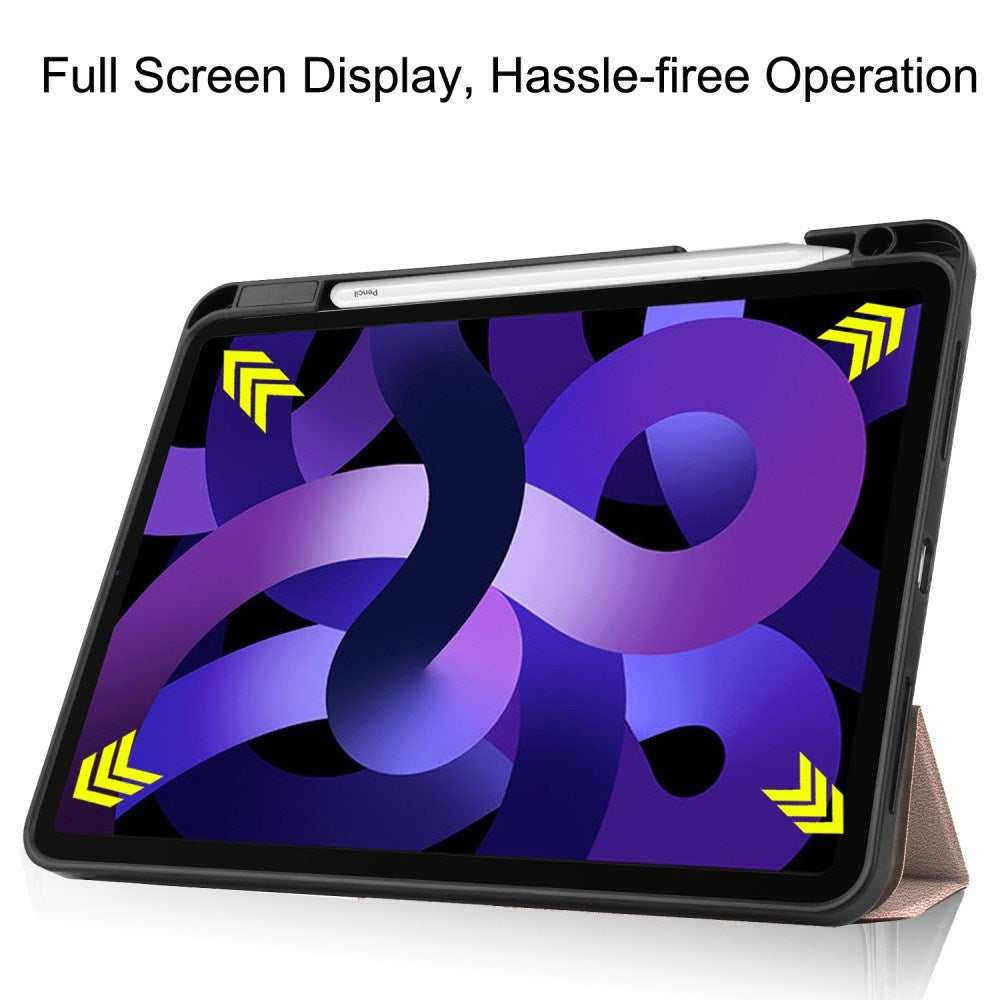 EIDERWOOD iPad Air 11" (2025 / 2024) Litchi Tri-Fold Læder Tablet Cover m. Apple Pencil Holder - Rose Gold