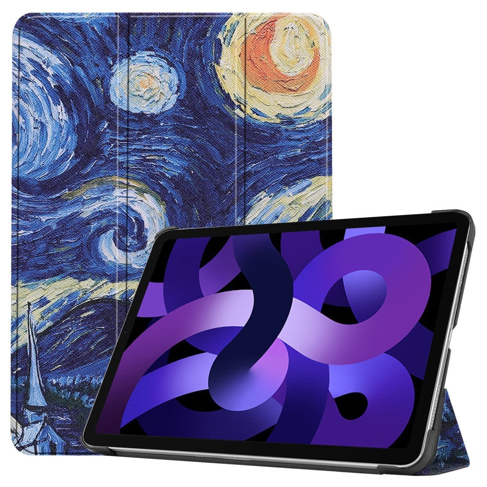 EIDERWOOD iPad Air 11" (2025 / 2024) Tri-Fold Kunstlæder Tablet Cover m. Vågeblus Funktion - Maleri