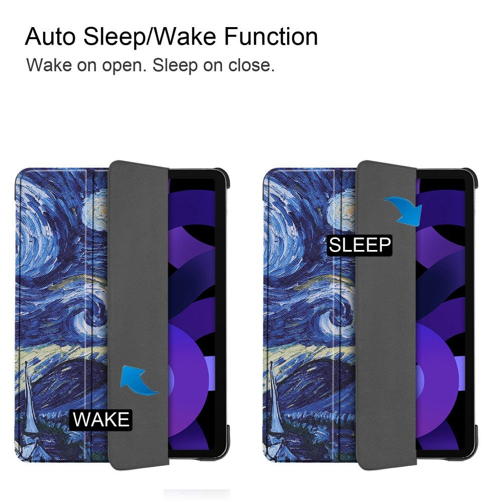 EIDERWOOD iPad Air 11" (2025 / 2024) Tri-Fold Kunstlæder Tablet Cover m. Vågeblus Funktion - Maleri