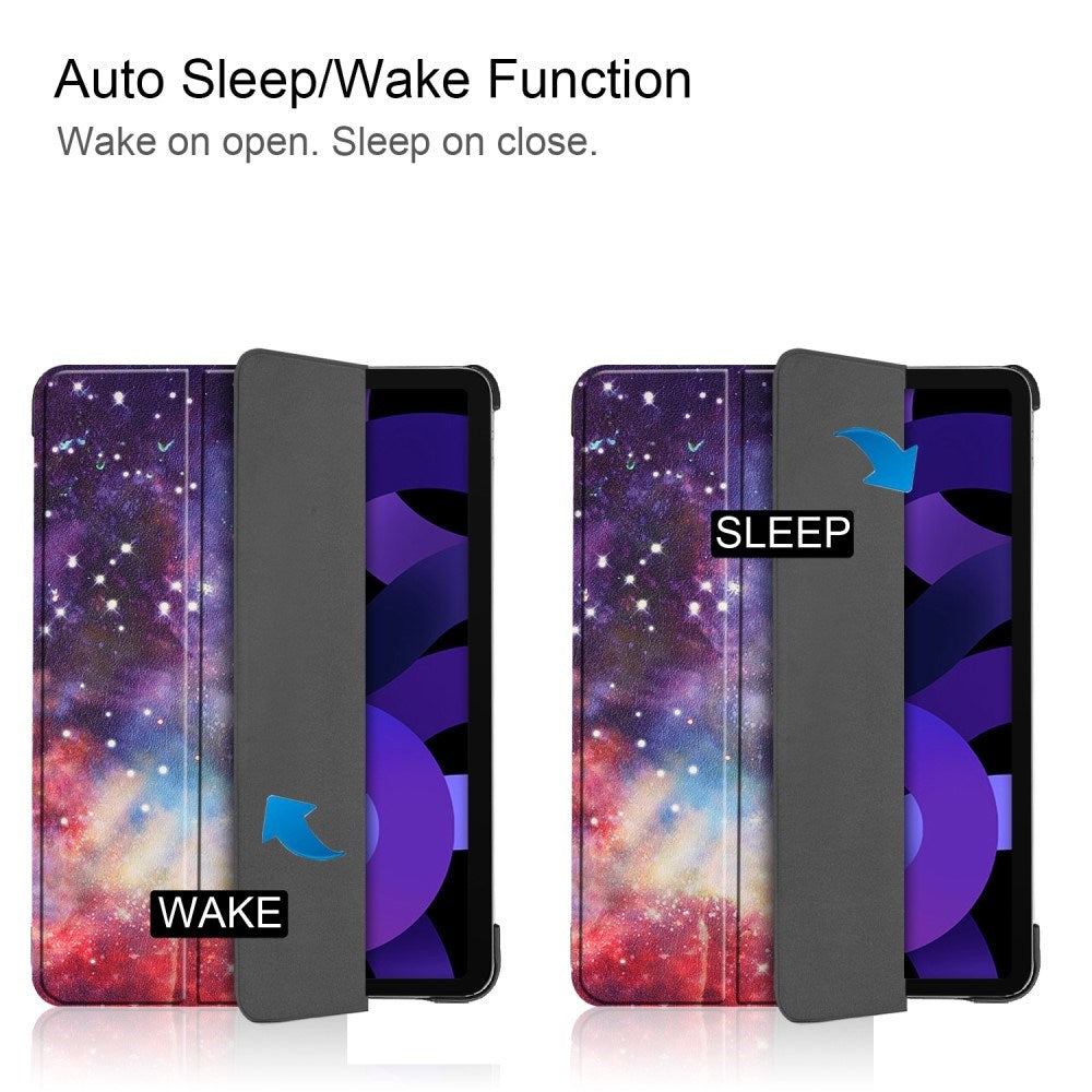 EIDERWOOD iPad Air 11" (2025 / 2024) Tri-Fold Kunstlæder Tablet Cover m. Vågeblus Funktion - Galakse