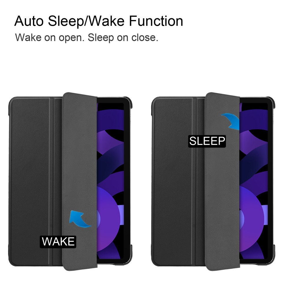 EIDERWOOD iPad Air 11" (2025 / 2024) Litchi Tri-Fold Læder Tablet Cover - Sort
